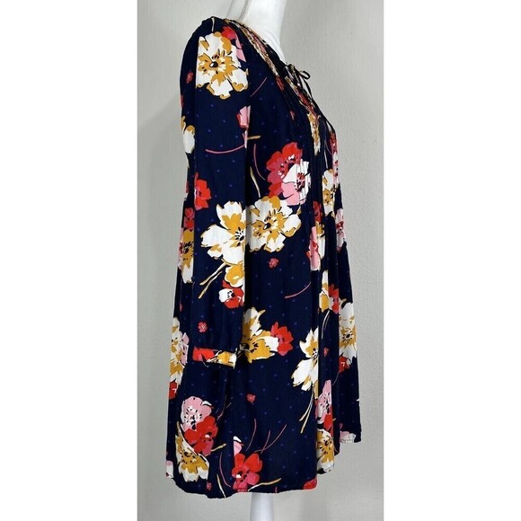 Old Navy Pullover Navy Multi Color Floral Print Swing Dress Size Medium (8/10) - Picture 7 of 13